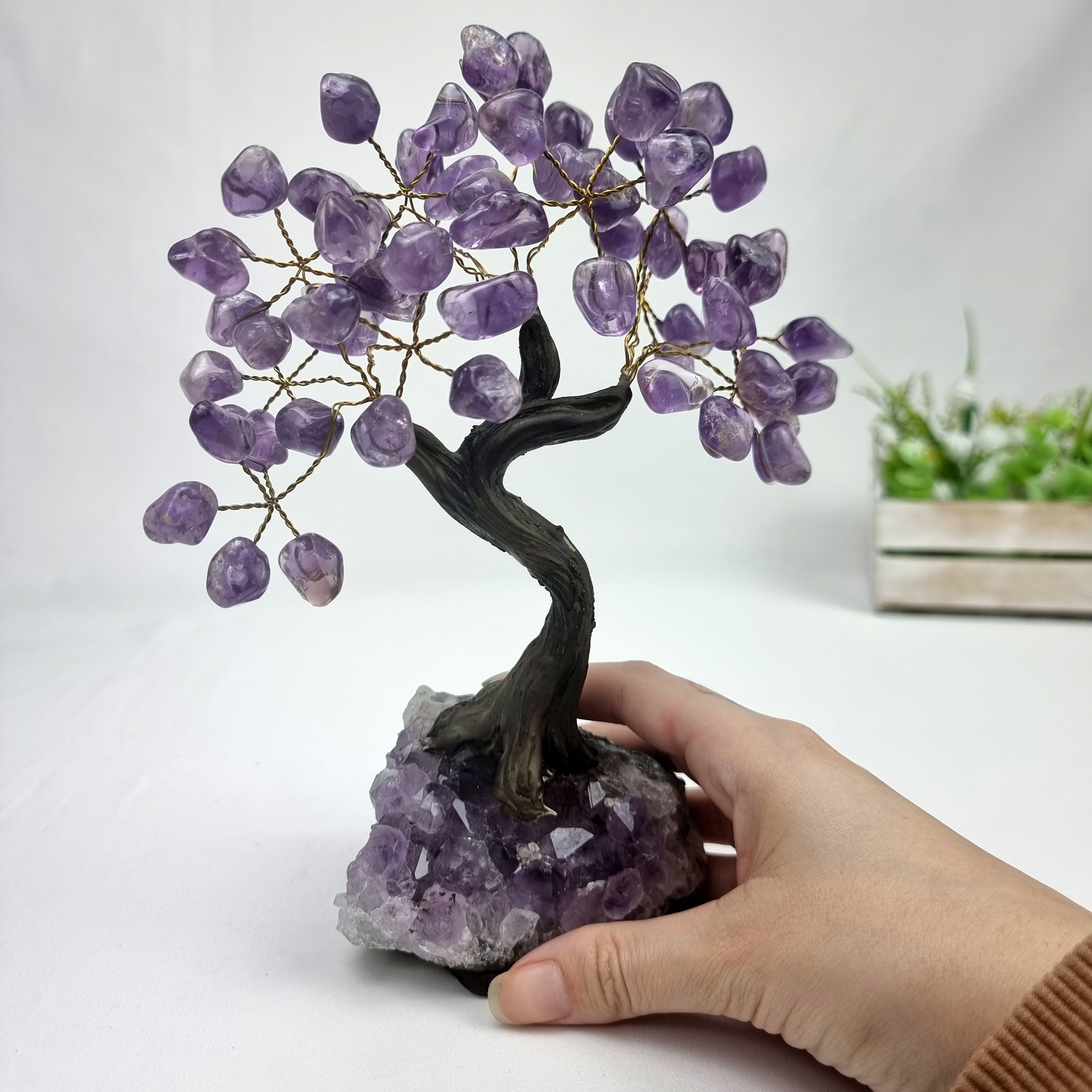 Árvore de AMETISTA Natural | 60 Pedras, 12 galhos | Base de Ametista com 15 cm altura - Peça Artesanal BR Crystals