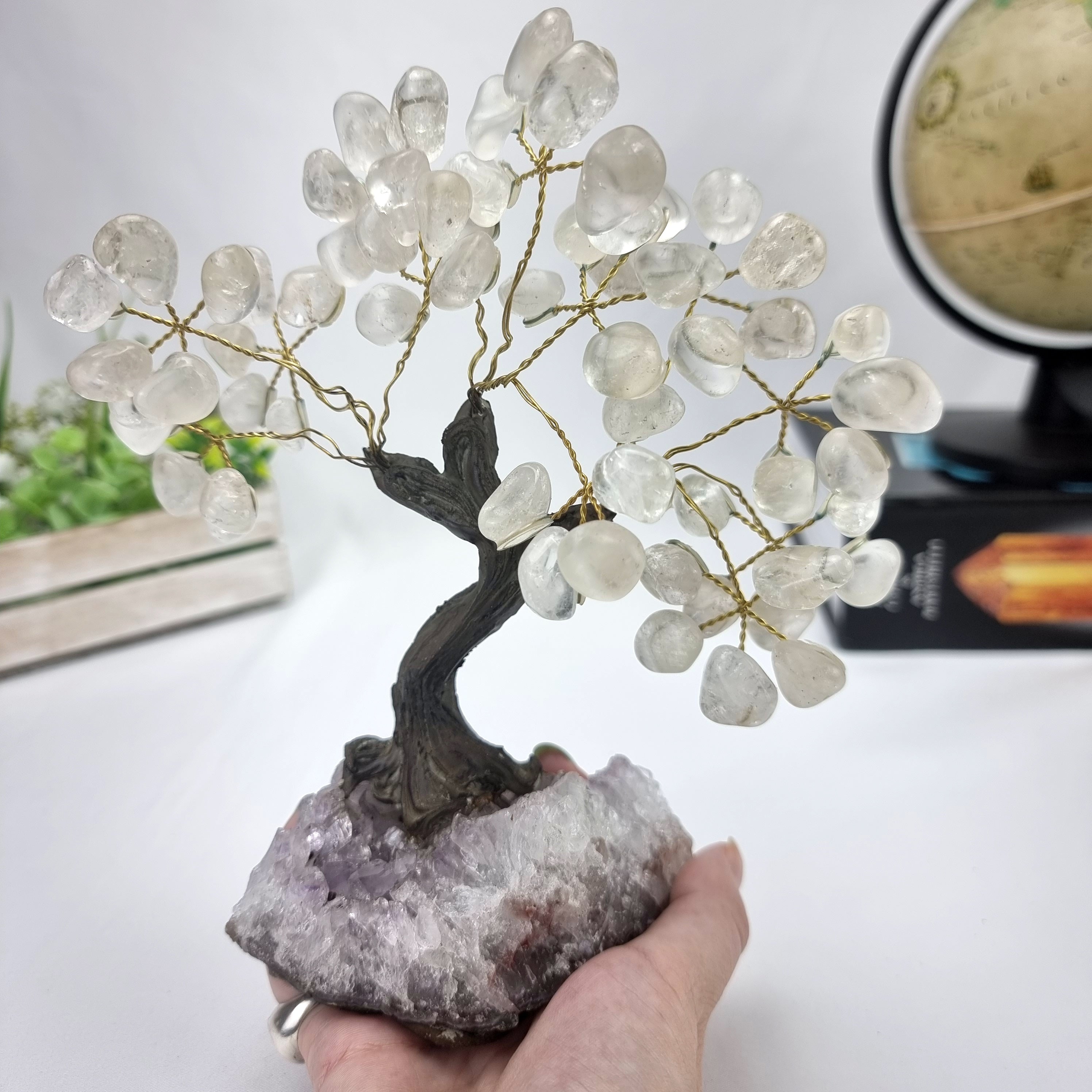 Árvore de CRISTAL Natural | 60 Pedras, 12 galhos | Base de Ametista com 15 cm altura - Peça Artesanal BR Crystals