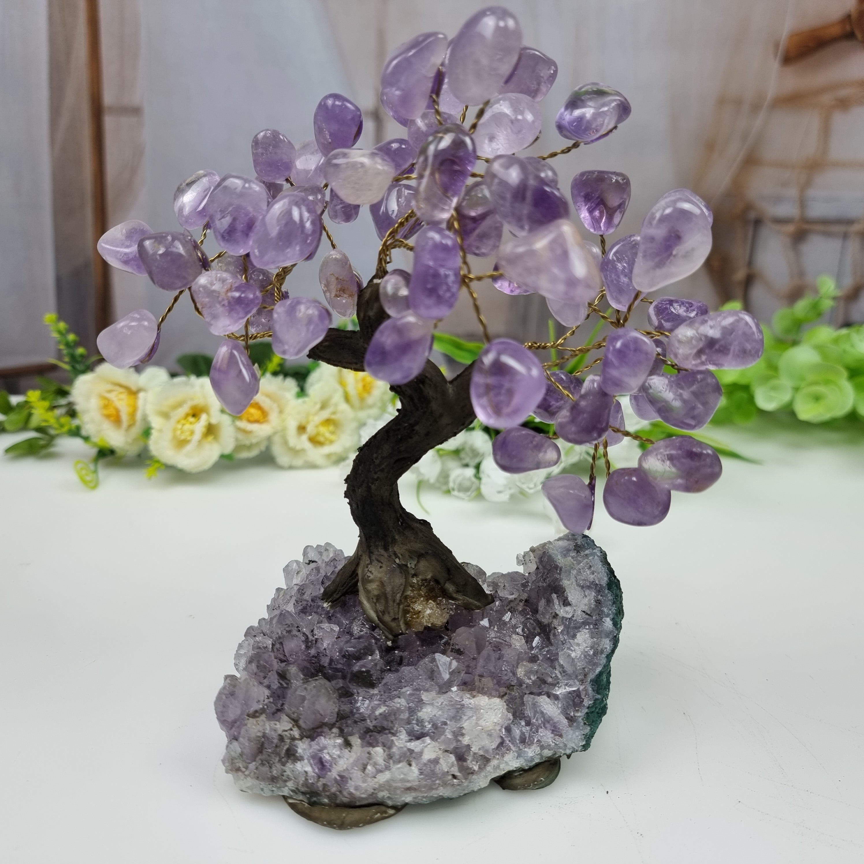 Árvores de Pedras Naturais | Modelos para Escolha | Base Especial de Ametista - 12 galhos e 60 Pedras | Peça Artesanal BR Crystals