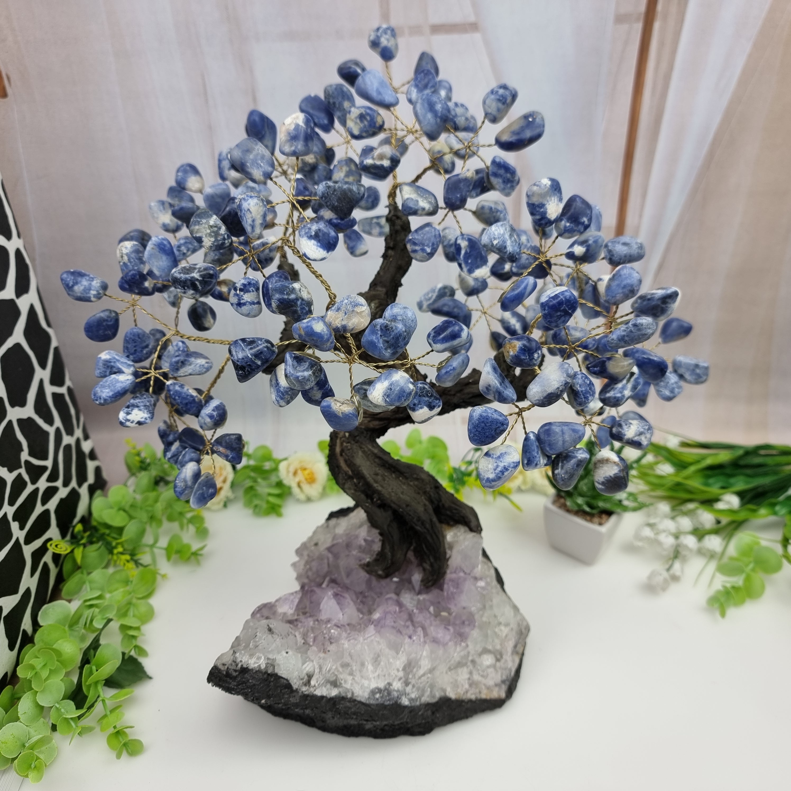 Natural STONE Trees | 180 Stones, 36 branches | Amethyst Base with 30 cm height - BR Crystals Handmade Piece