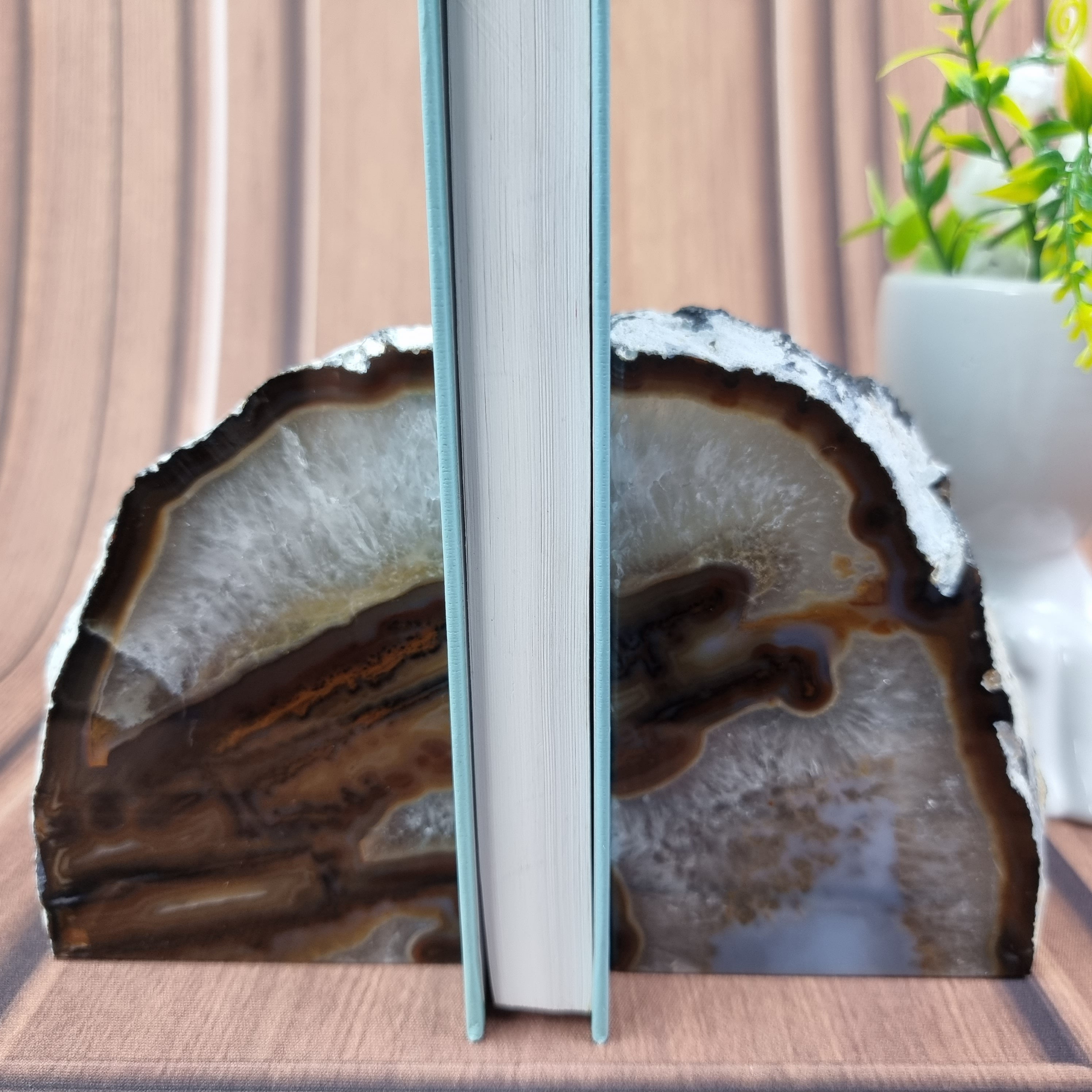 Bookend - Sujetalibros de Ágatas Naturales | 2 unidades | Altura de 15 cm | Pieza Artesanal BR Crystals