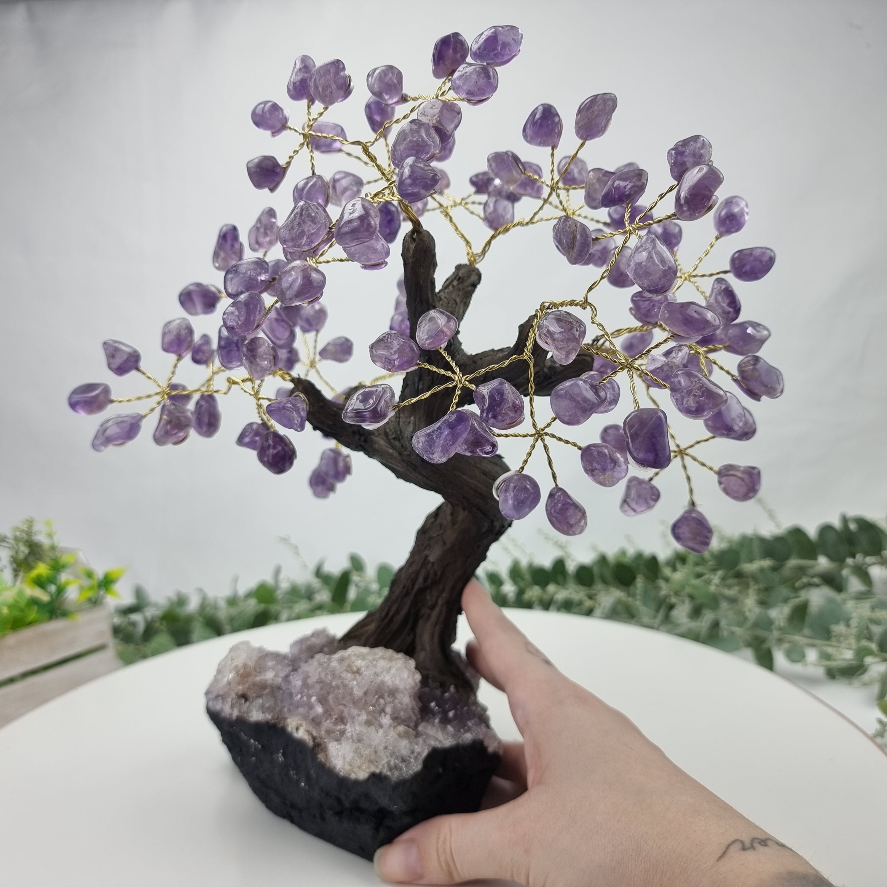 Árvore de AMETISTA Natural | 120 Pedras, 24 galhos | Base de Ametista com 20 cm altura - Peça Artesanal BR Crystals