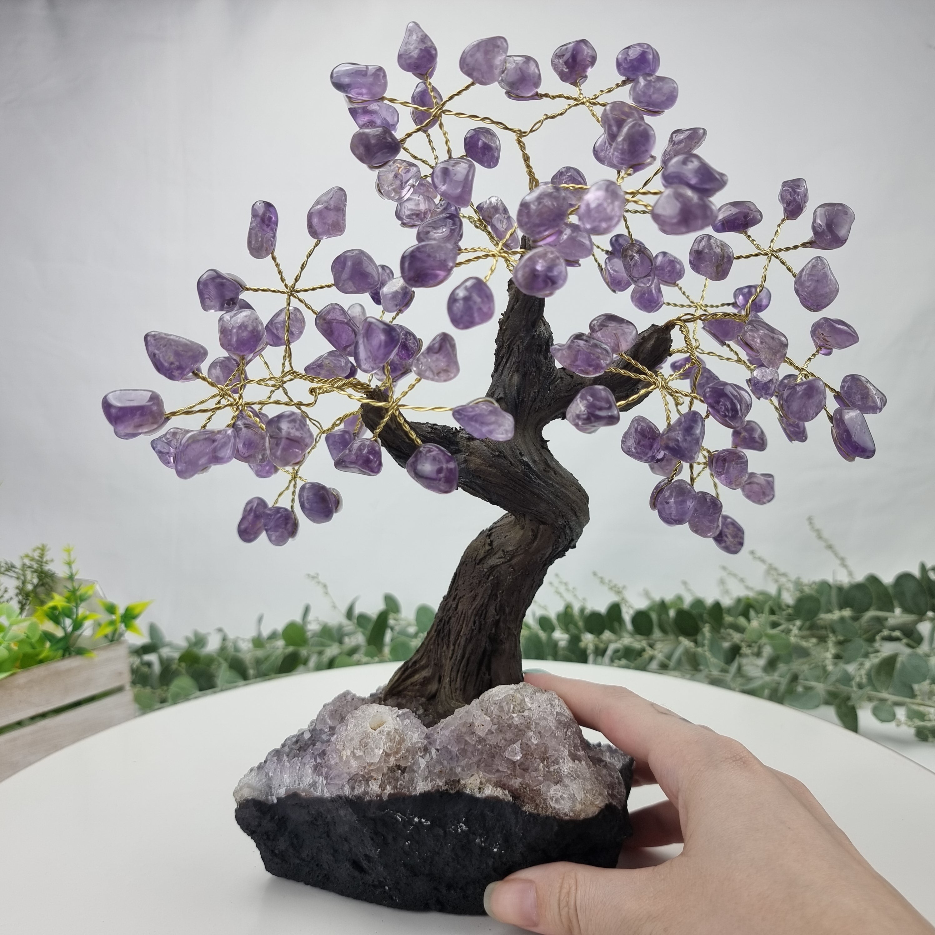 Árvore de AMETISTA Natural | 120 Pedras, 24 galhos | Base de Ametista com 20 cm altura - Peça Artesanal BR Crystals