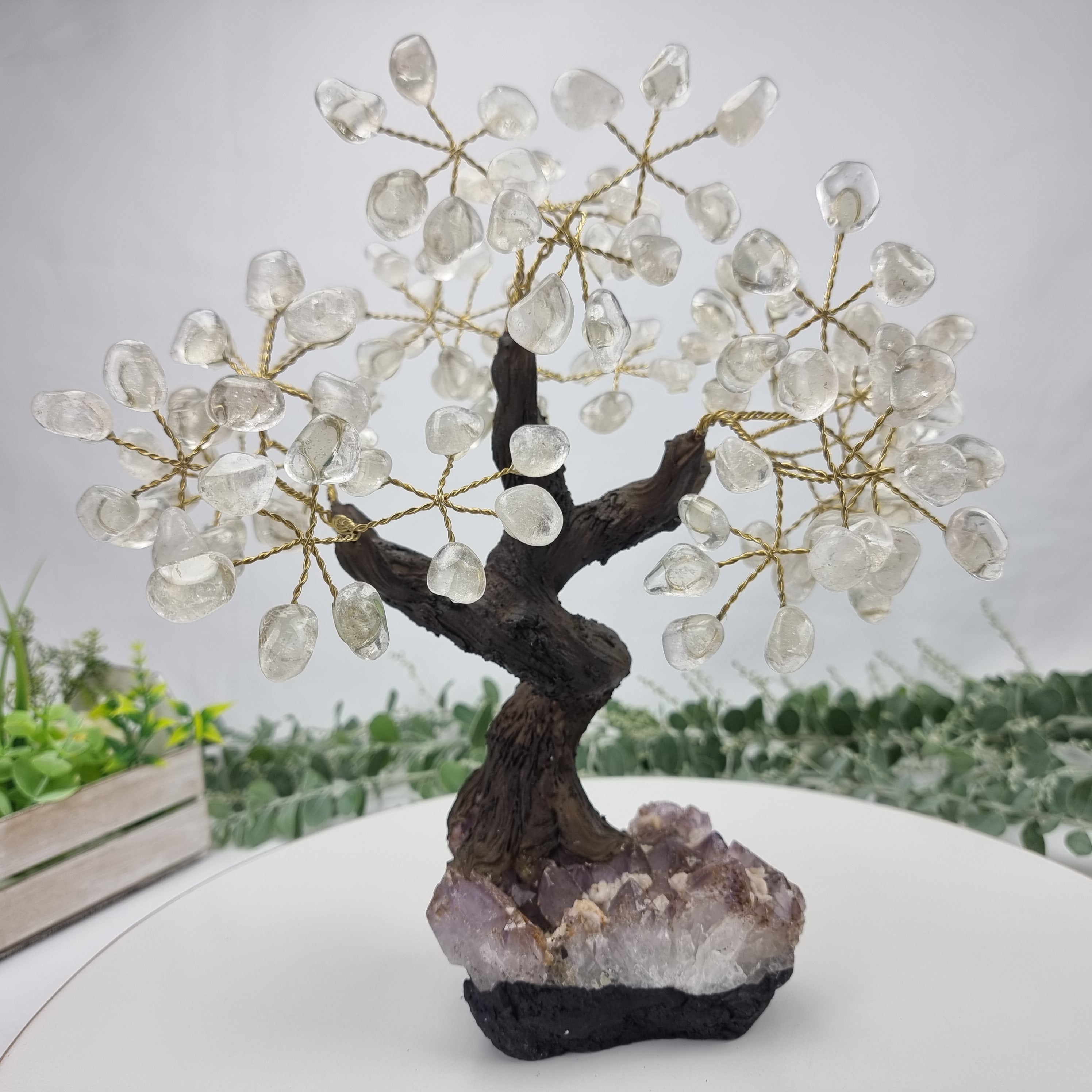 Árvore de CRISTAL Natural | 120 Pedras, 24 galhos | Base de Ametista com 20 cm altura - Peça Artesanal BR Crystals