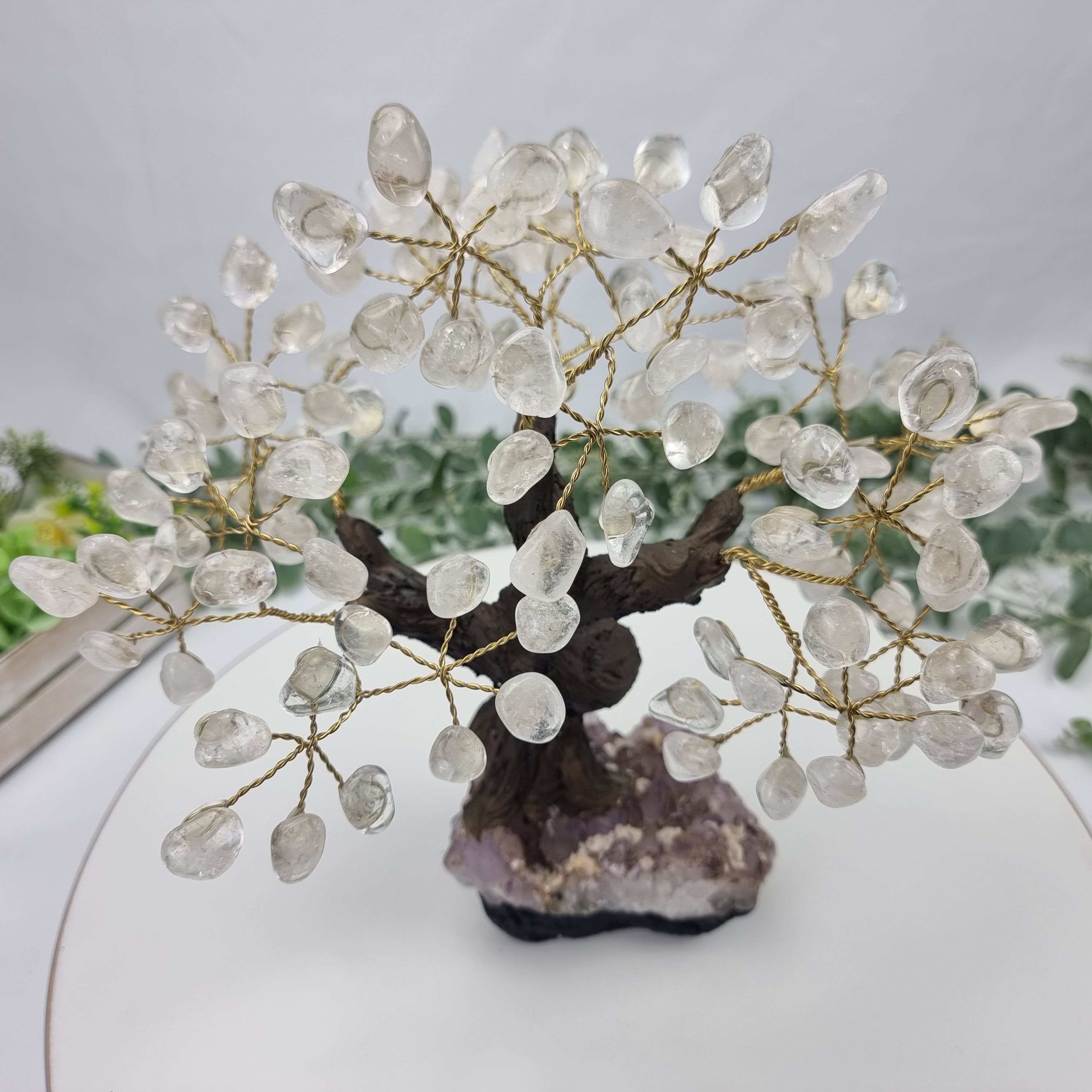 Árvore de CRISTAL Natural | 120 Pedras, 24 galhos | Base de Ametista com 20 cm altura - Peça Artesanal BR Crystals