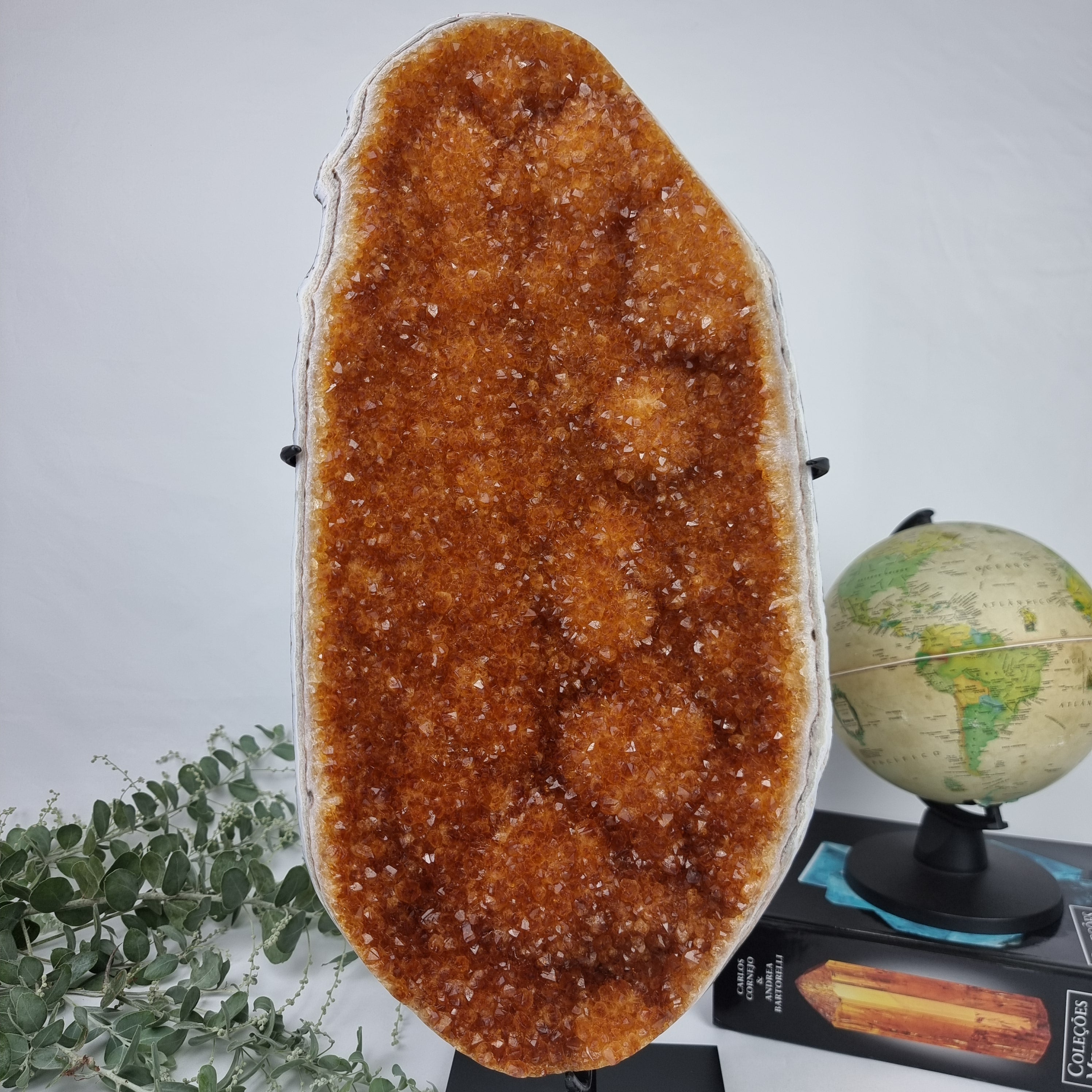CITRINE Extra Special Druse | Black Iron Base | Weight 6.90 Kgs, Height 51 cm | Handmade Piece BR Crystals