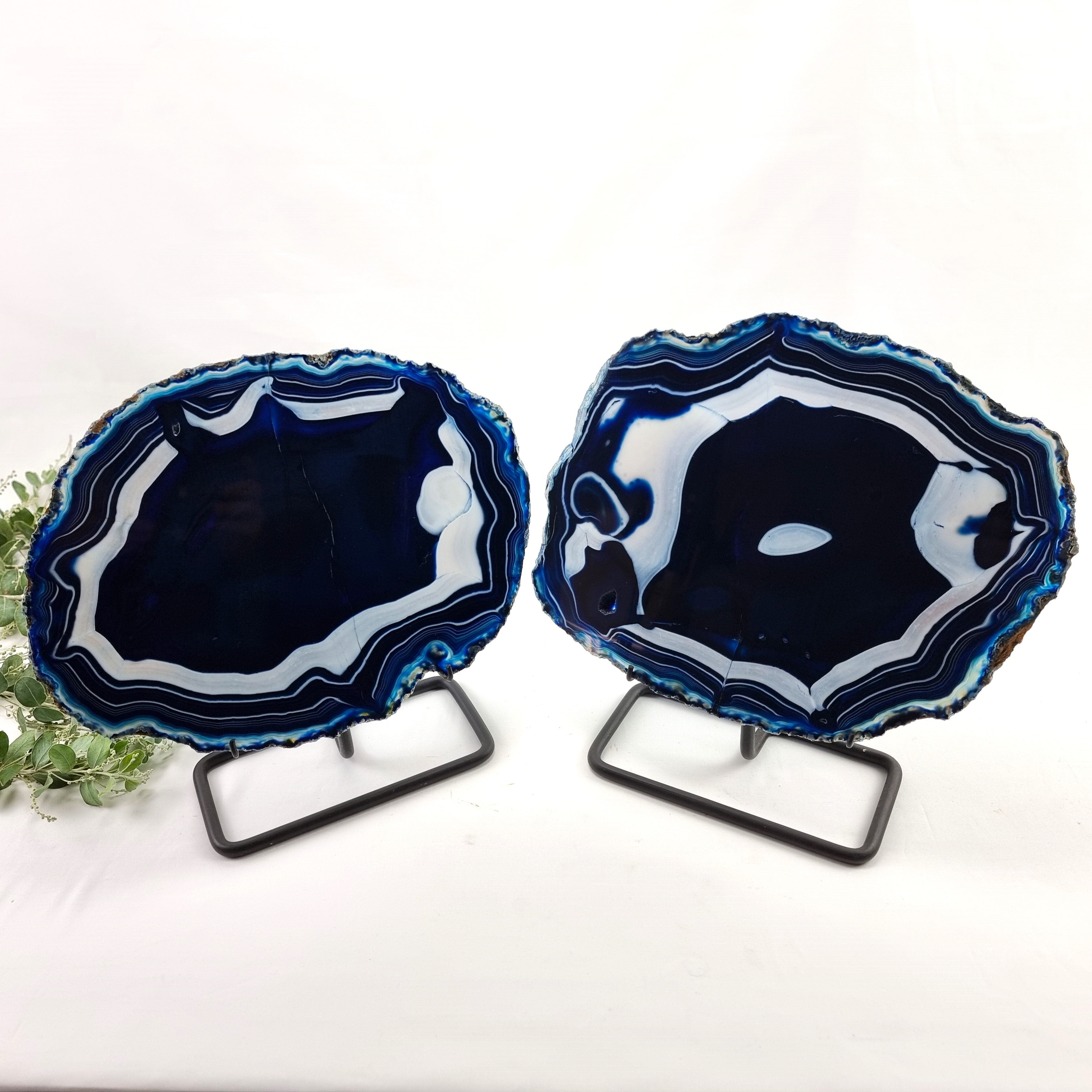 Chapas de Àgatas "Especiais" Naturais | Base de Ferro Preta | 2 Unidades | Peça Artesanal BR Crystals