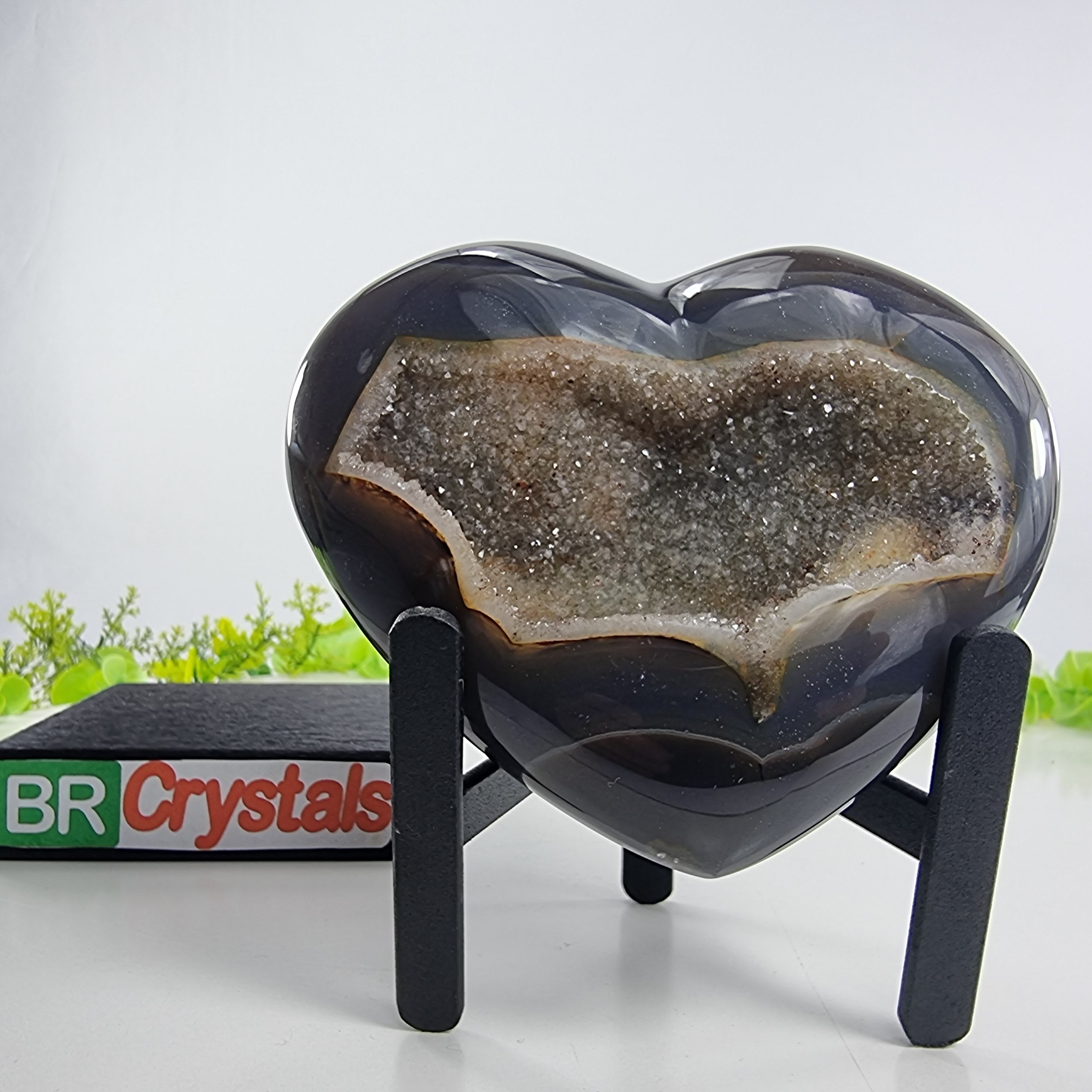 Coração de Àgatas Naturais | Altura 11,5 cm, com 0,745 kgs | Peça Artesanal BR Crystals