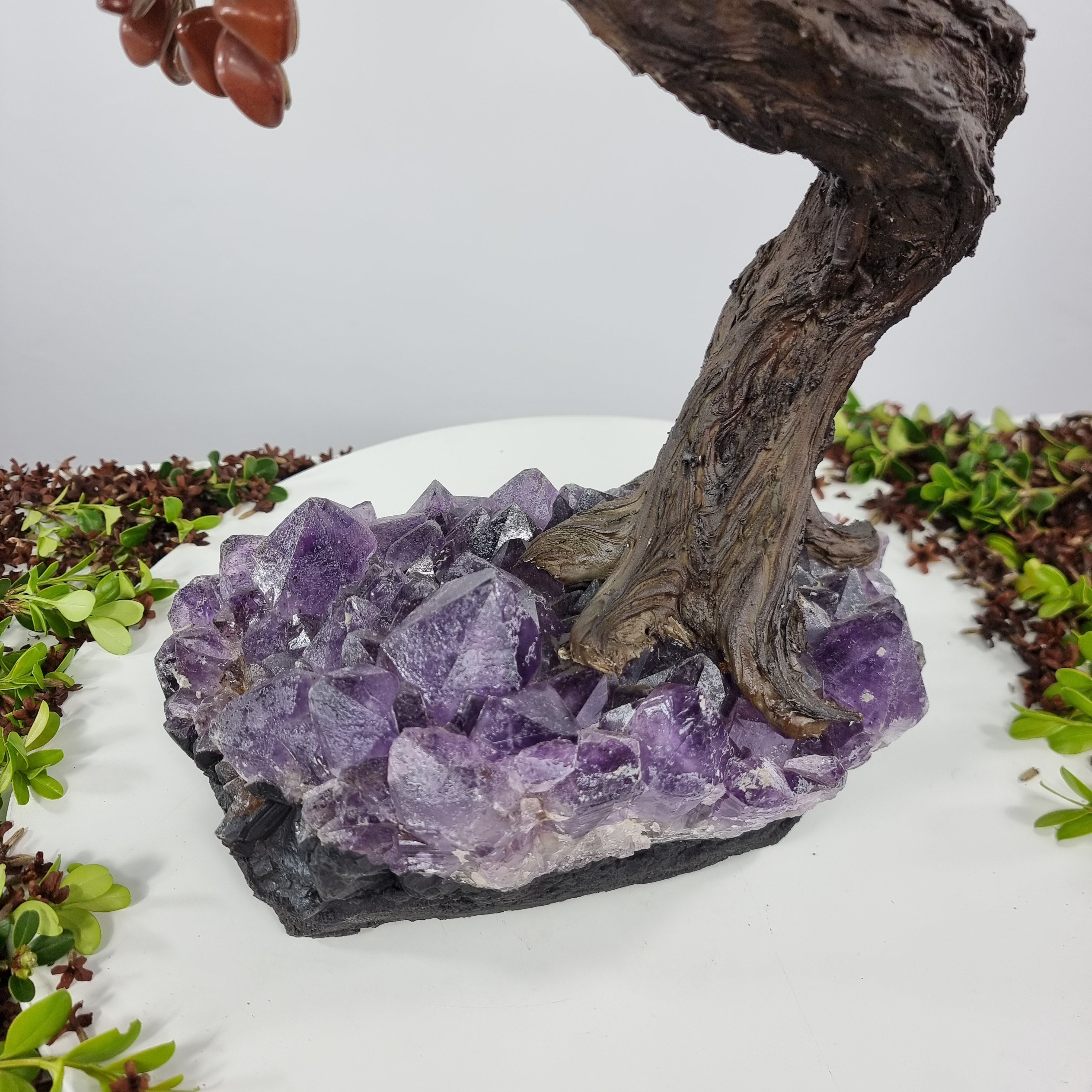 Árbol de 7 CHAKRAS Arco Iris Natural | 720 Piedras, 120 ramas | Base de Amatista Súper Especial de 60 cm de altura - Pieza Artesanal BR Crystals