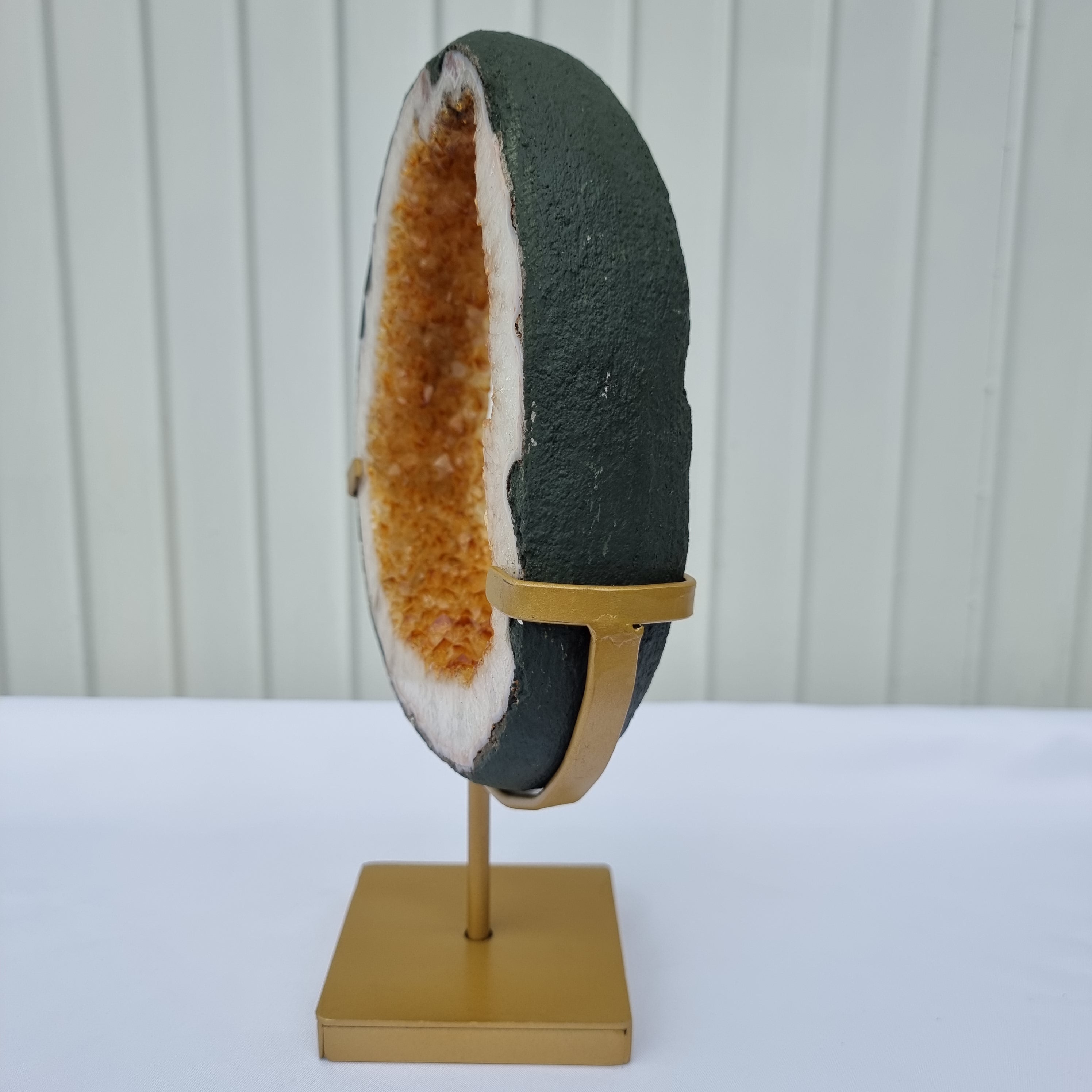 Anillo de CITRINO Especial | Base de hierro Negro | Peso 2,30 kgs, Altura 31 cm | Energía, Belleza y Sofisticación | Pieza Artesanal BR Crystals