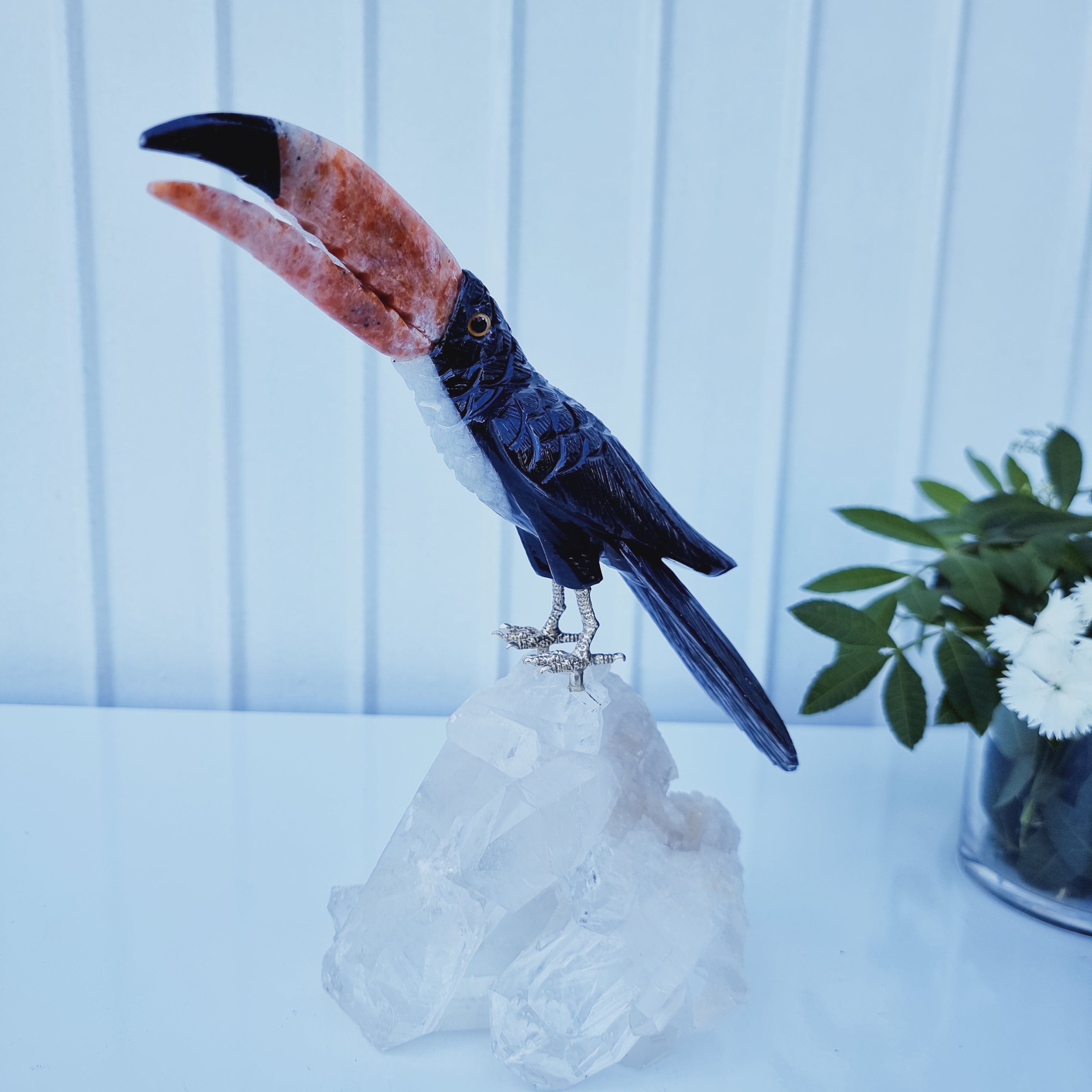Special Natural Crystal Black Toucan | Weight 1.95 Kgs, Height 26 cm | Exclusive, Energy and Beauty