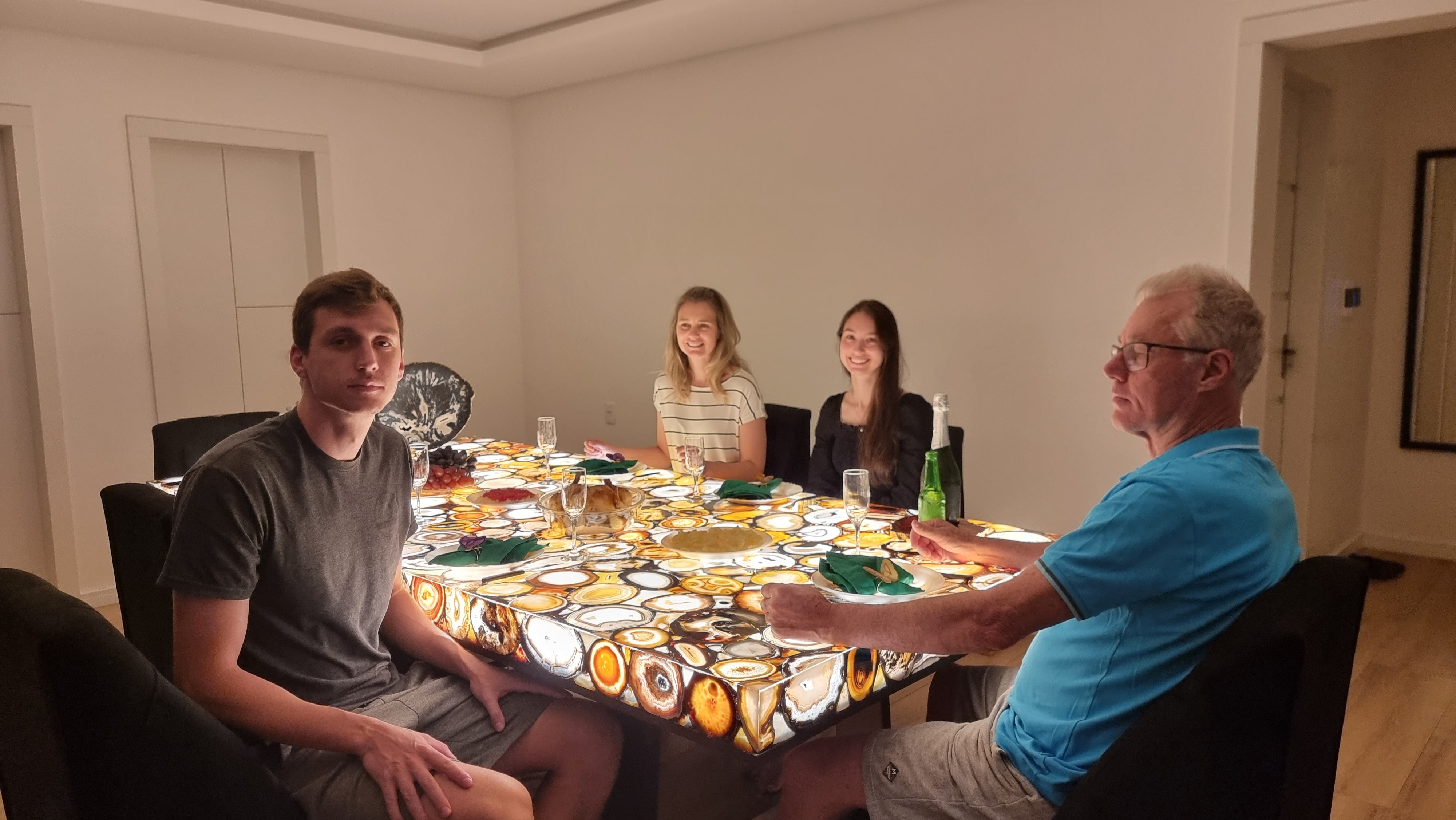 Mesa de JANTAR de Ágatas Desenhadas Resinadas com Iluminação LED de 2,80m x 1,35m Extra Quality